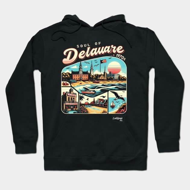 Delaware Dream: Coastal Reverie - American Vintage Retro style USA State Hoodie by LollipopINC